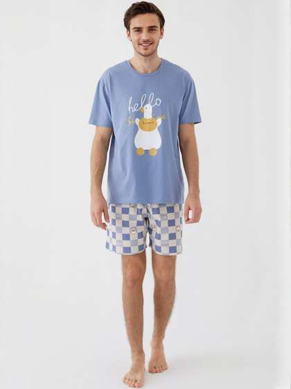 Trendyol Men
                          Printed T-shirt and Shorts Night suit