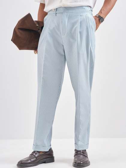 HIGHLANDER Men Solid
                        Relaxed Fit Mid-Rise Formal Trousers