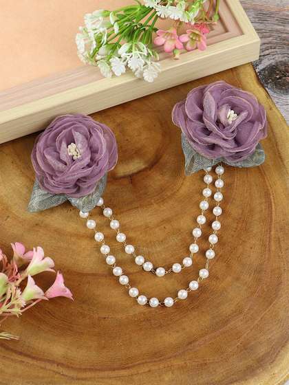 Asthetika Kids Girls
                      Embellished Floral Beaded Alligator Hair Clip