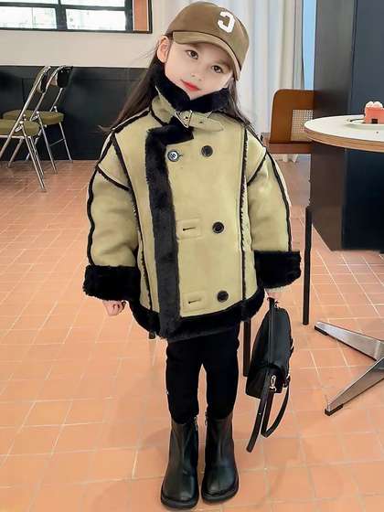 INCLUD Girls Stand
                    Collar Longline Winter Parka Jacket With Faux Fur
                    Trim