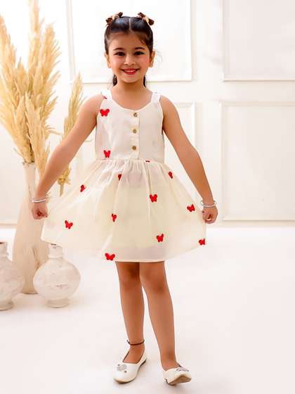 Sangria Girls Printed
                      Pure Cotton Round Neck Above Knee Length Gown
                      Dress