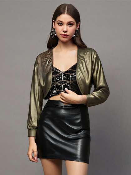 Sera V-Neck Long
                        Sleeves Open Front Party Shrug