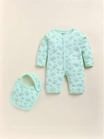 MooNKids Kids Printed
                    Pure Cotton Romper With Bibs