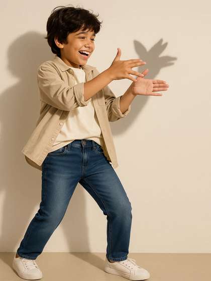 TALES & STORIES
                      Boys Blue Slim Fit Mid-Rise Clean Look Stretchable
                      Denim Jeans