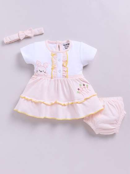 Smart Baby Girls Cotton
                    Round Neck Fit and Flare Dress