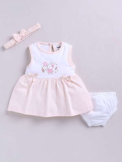 Smart Baby Girl's
                      Graphic Printed Sleeveless Applique A-Line Dress