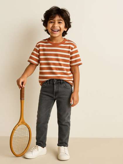 TALES & STORIES Boys
                    Charcoal Grey Mid-Rise Slim Fit Clean Look
                    Stretchable Denim Jeans