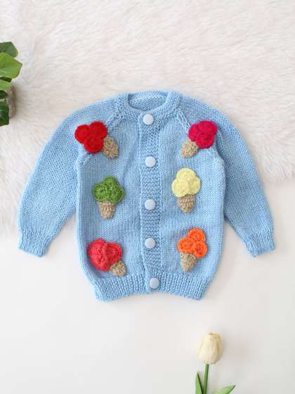 Woonie Kids Ice-Cream
                    Cone Design Applique Detail Acrylic Cardigan
                    Sweater