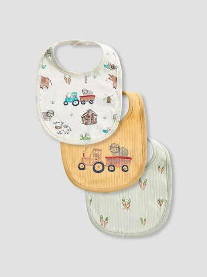 Juniors by Babyshop Boys
                    Set Of 3 Printed Cotton Bibs With Snap Button
                    Closure
