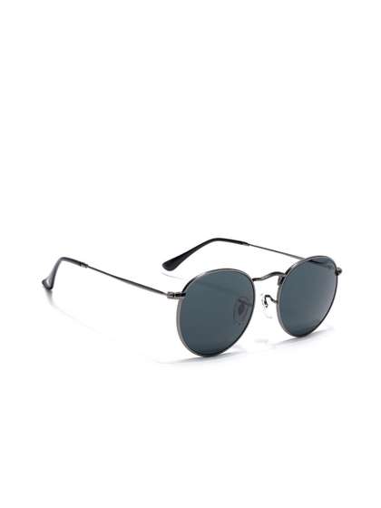 Voyage Unisex Black
                      Lens & Gunmetal-Toned Round Sunglasses with