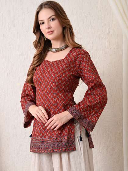 KALAMIR Print Ethnic
                        Cotton Top