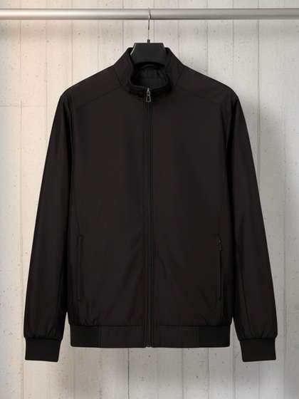Greylongg Men Stand
                      Collar Solid Lightweight Bomber Jacket