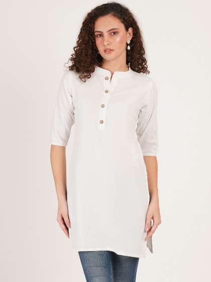 Missethic Mandarin
                        Collar Pure Cotton Straight Kurti