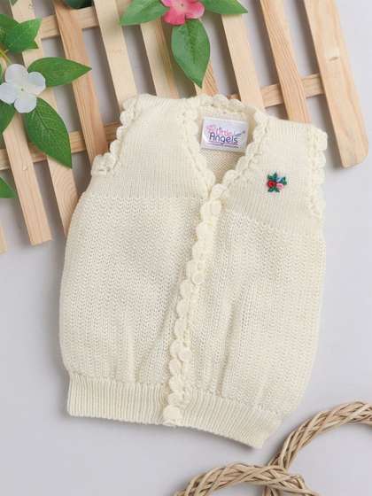 Little Angels Baby
                    Embroidered V-Neck Sleeveless Woollen Sweater Vest