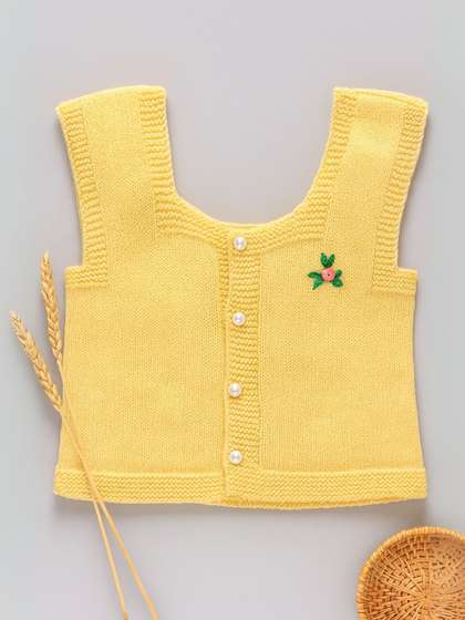 Little Angels Baby
                      Embroidered Square Neck Sleeveless Woollen Sweater
                      Vest