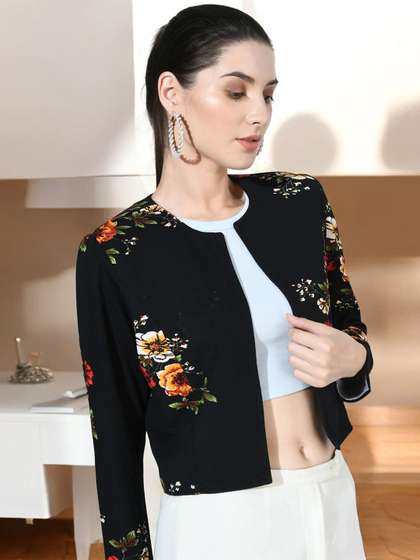 SZN Floral Printed
                        Crop Open Front Shrug