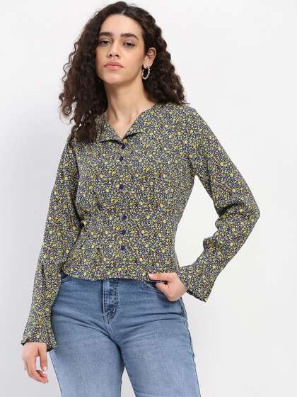 SZN Floral Print
                        Bell Sleeve Top