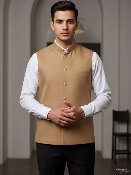 URBAN KANYA Men
                        Mandarin Collar Cotton Nehru Jacket