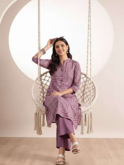 SZN Women Printed
                        V-Neck Pure Cotton Kurta With Palazzos