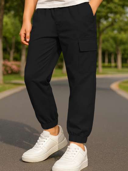 YK X Trampoline Boys
                    Cotton Relaxed Pleated Cargos Trousers With 4
                    Pockets