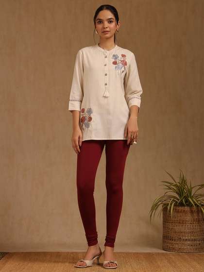Soch Women Maroon
                      Solid Mid-Rise Churidar