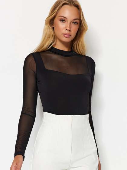 Trendyol High Neck
                        Long Sleeves Semi Sheer Top