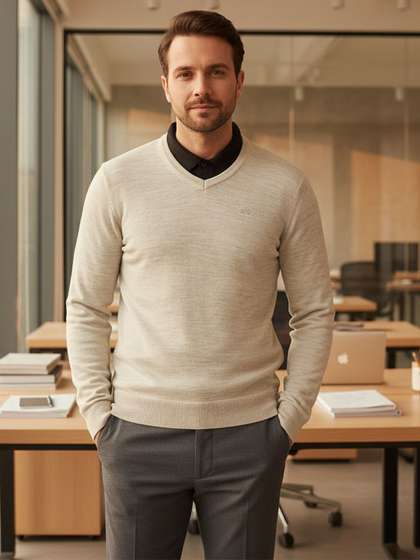98 Degree North Men
                        V-Neck Woollen Pullover Sweaters
