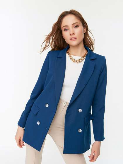 Trendyol Cotton
                        Notched Lapel Single-Breasted Blazers