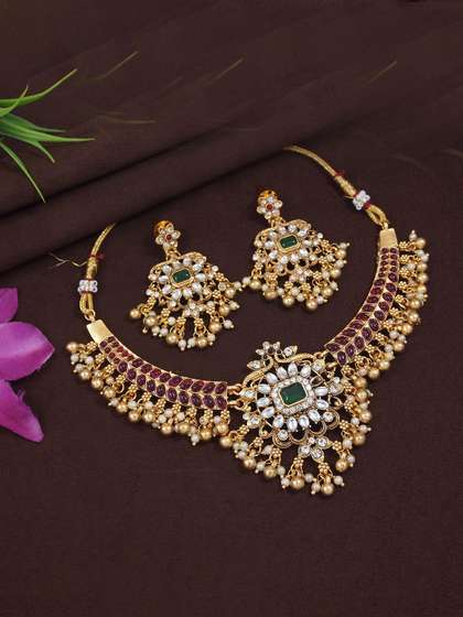 House of Pataudi
                        Gold-Plated Kundan-Studded & Pearl Beaded
                        Jewellery Set