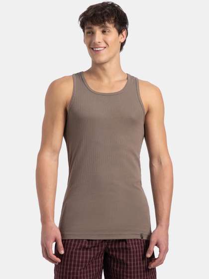 Jockey Round Neck
                        Combed Cotton Rib With Racer Back Gym Vest-9922