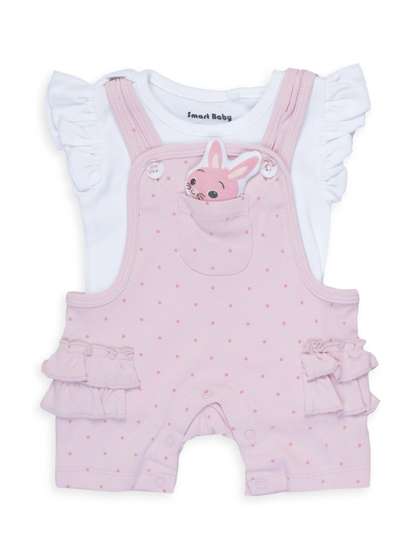 Smart Baby Girls
                      Printed Pure Cotton Dungaree with Inner T-Shirt