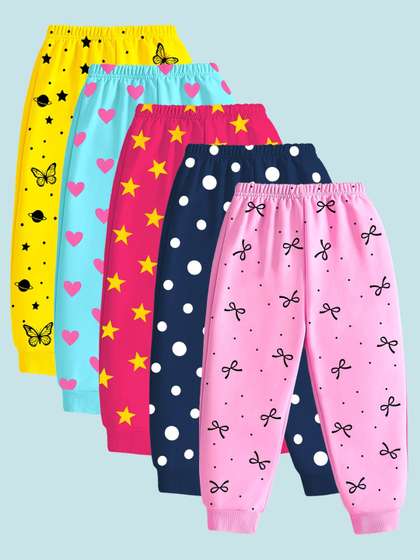 YK Girls Pack Of 5
                    Printed Regular Fit Mid-Rise Joggers