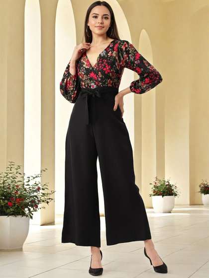 SZN Women Floral
                        Printed Waist Tie-Ups Basic Jumpsuit