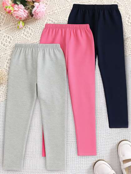YK X Trampoline Girls
                    Pack Of 3 Mid-Rise Cotton Slim Fit Leggings