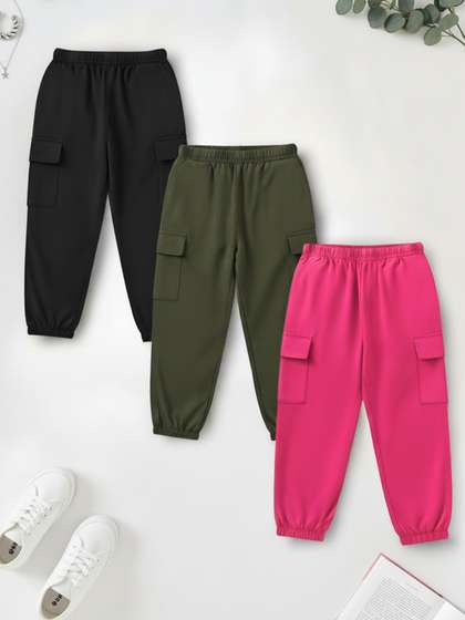 YK X Trampoline Girls Pack Of 3 Cotton Joggers