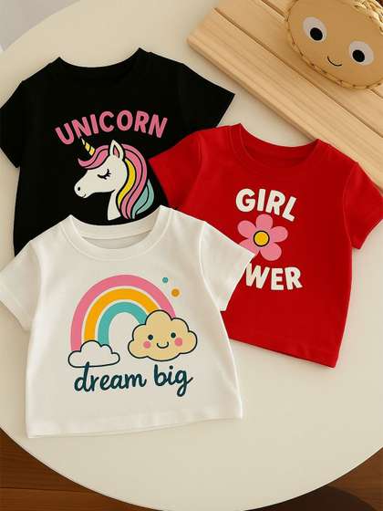 DAMN GUD DG Girls Pack
                    of 3 Printed T-shirts
