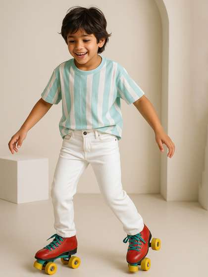 TALES & STORIES Boys
                    White Slim Fit Clean Look Mid-Rise Stretchable Denim
                    Jeans