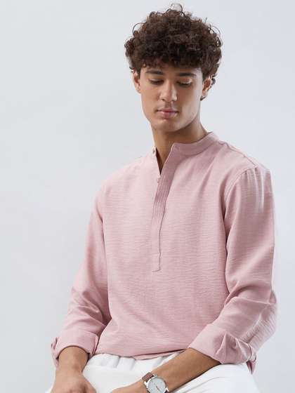 HERE&NOW Band
                      Collar Roll-Up Sleeves Straight Kurta