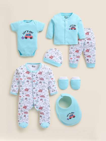 MooNKids Infant Printed
                    Pure Cotton Baby Apparel Gift Set