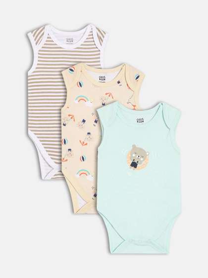 MINI KLUB Infant Boys
                    Pack Of 3 Printed Sleeveless Bodysuit
