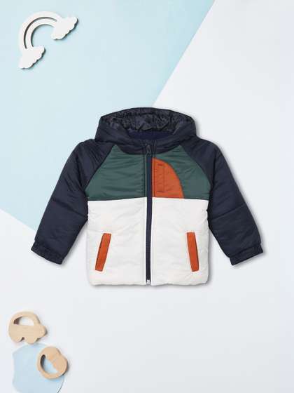 max Boys Colourblocked
                    Crop Padded Jacket with Patchwork