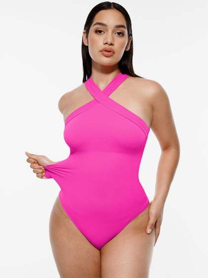 SHOP THE EDIT Halter
                        Neck Bodysuit Shapewear