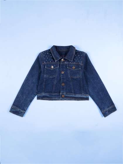 KiddoPanti Girls Lightweight Crop Denim Jacket