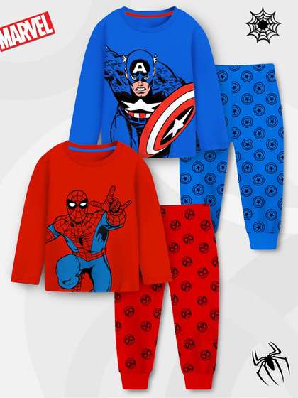 YK Marvel Boys Pack Of 2
                    Printed Round Neck T-shirts With Pyjamas