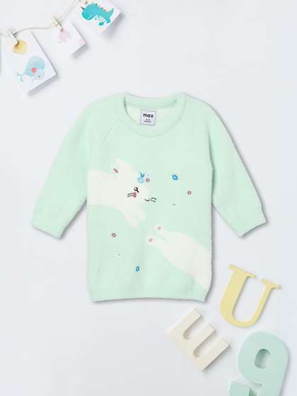 max Girls Animal Printed
                    Cotton Pullover With Embroidered Detail