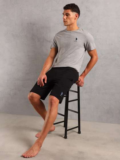 U.S. Polo Assn. Men
                      Solid Round Neck Pure Cotton T-Shirt & Shorts