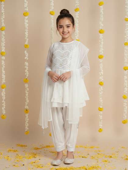 Sangria Girls
                    Embroidered Layered Thread Work Kurti with Salwar
                    & With Dupatta