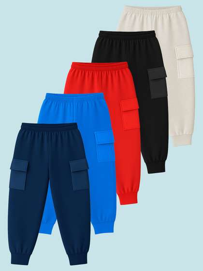 YK Boys Pack Of 5
                      Multicolor Cotton Cargo Joggers