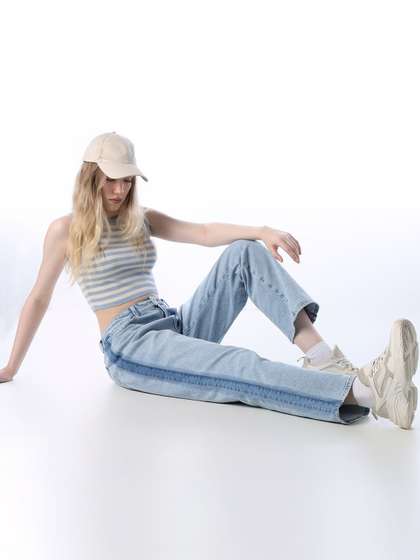 ONLY Women
                          Straight Fit High-Rise Light Fade Stretchable
                          Jeans