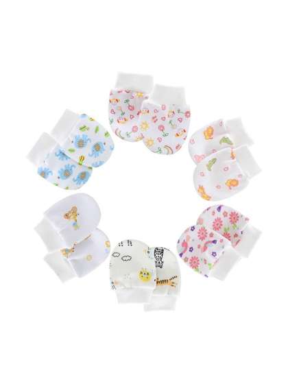 MOMISY Infants Pack Of 6
                    Patterned Pure Cotton Mittens